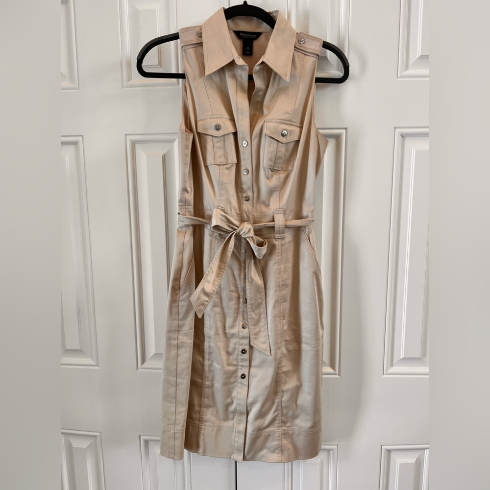 White House Black Market Tan dress with side zipper size 4